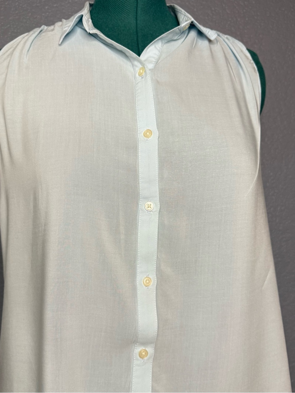 GAP Sleeveless Button Down Blouse Pacific Mist‎ Light Blue Viscose Top Large